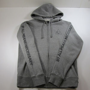 HUF Triangle Mens Small Gray Full Zipper Hoodie